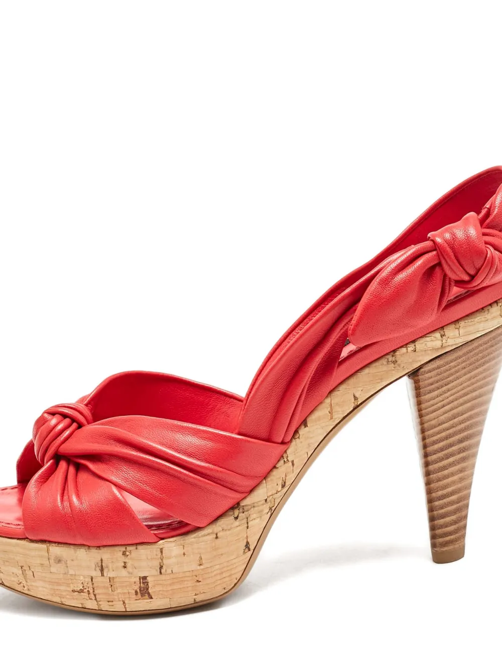 Louis Vuitton Pre-Owned 100 mm geknoopte sandalen met plateauzool van kurk - Rood