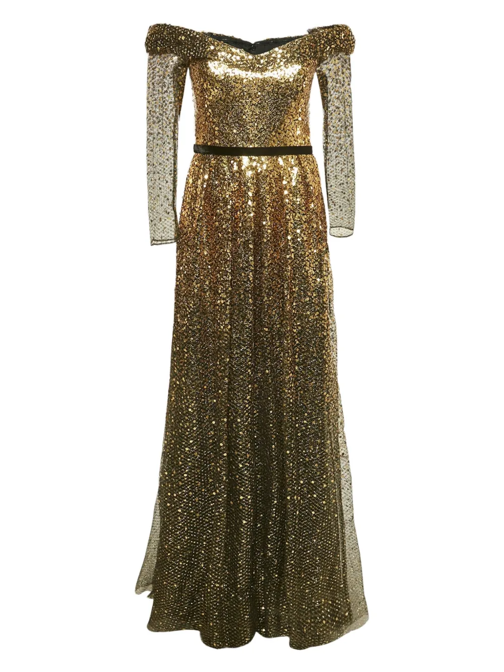 Marchesa Notte スパンコール チュールドレス - ゴールドトーン Marchesa Notte スパンコール チュールドレス - ゴールドトーン