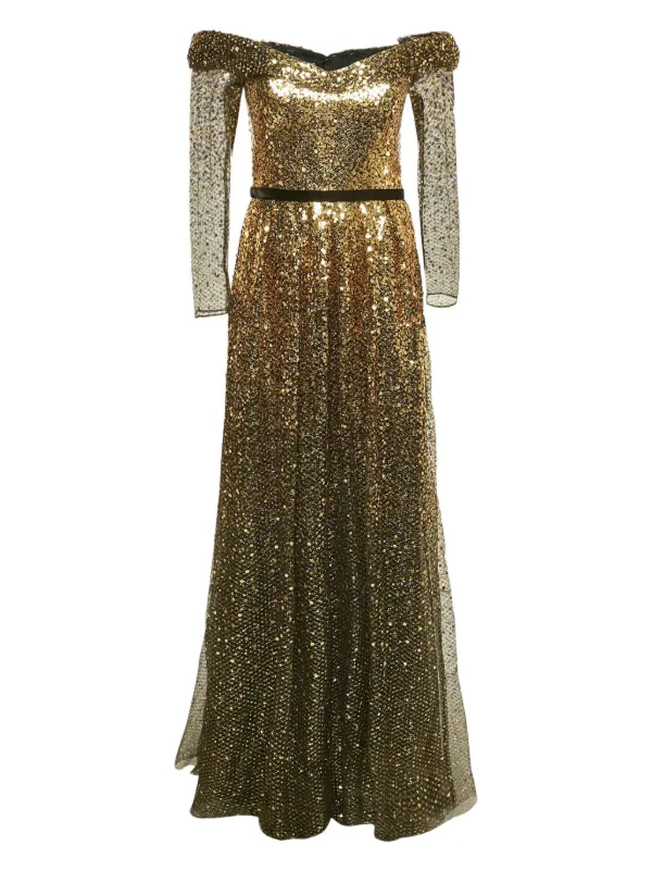 Marchesa Sequin Tulle Gown - Gold Marchesa Sequin Tulle Gown - Gold