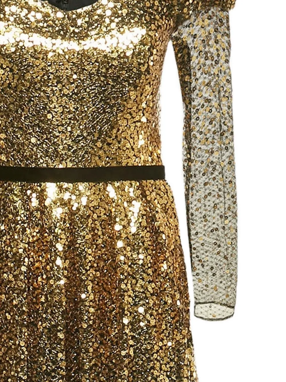 Marchesa Notte Tulen avondjurk met pailletten - Goud