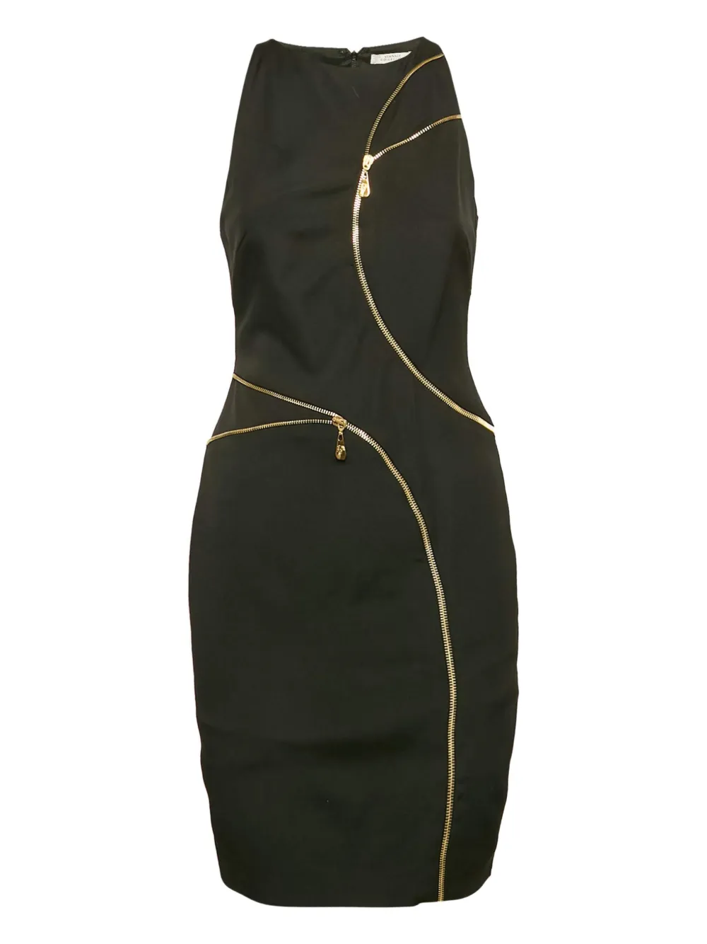 Pre-owned Versace Zip-detail Dress In Black