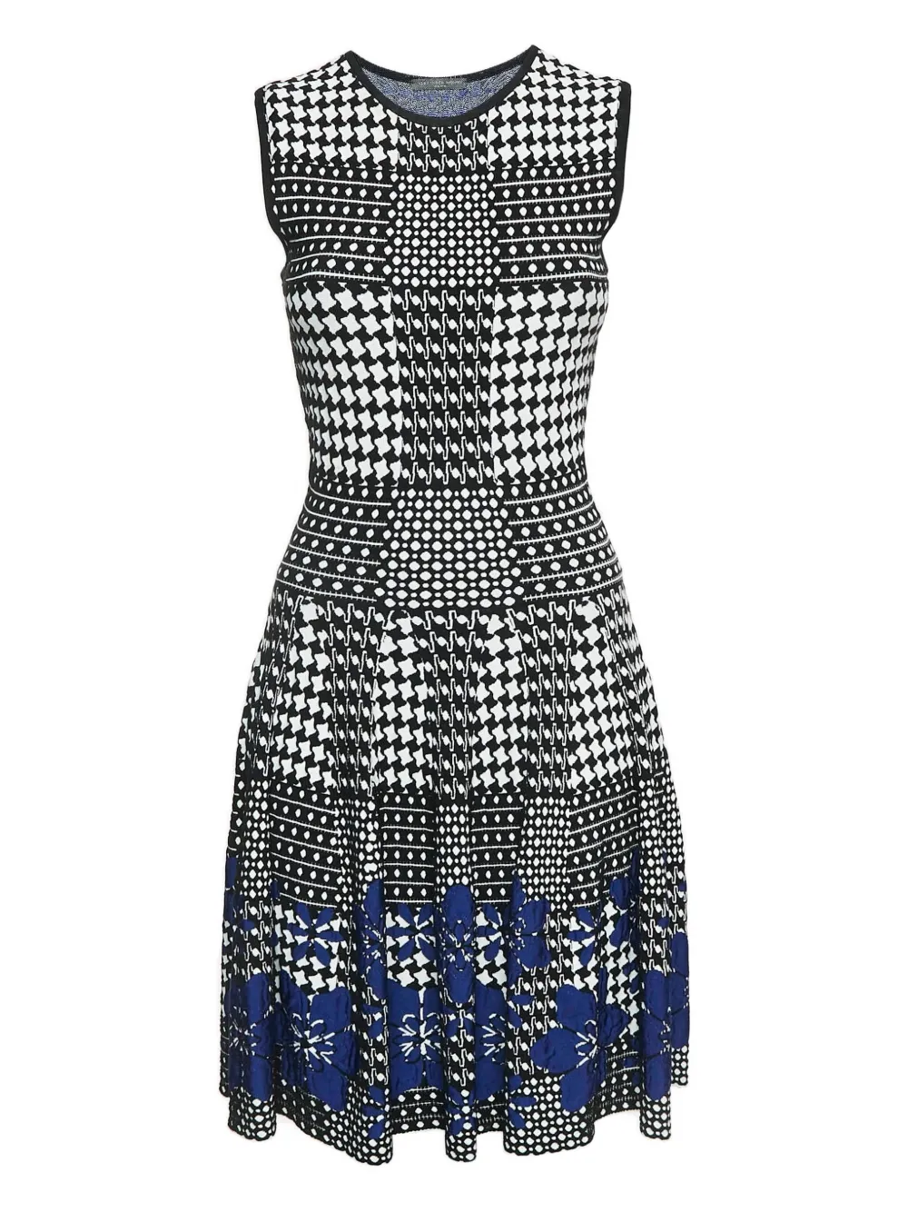 Alexander McQueen Pre-Owned floral -detail houndstooth mini dress | Black | Image 1