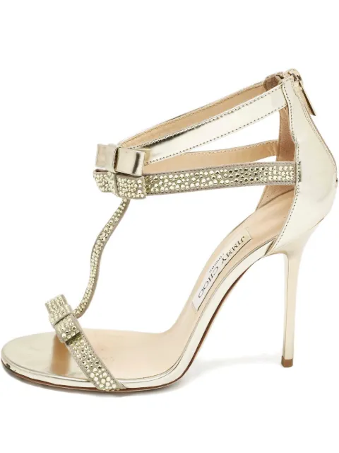 Jimmy Choo Pre-Owned 110mm Bow Embellishment Crystal Sandals