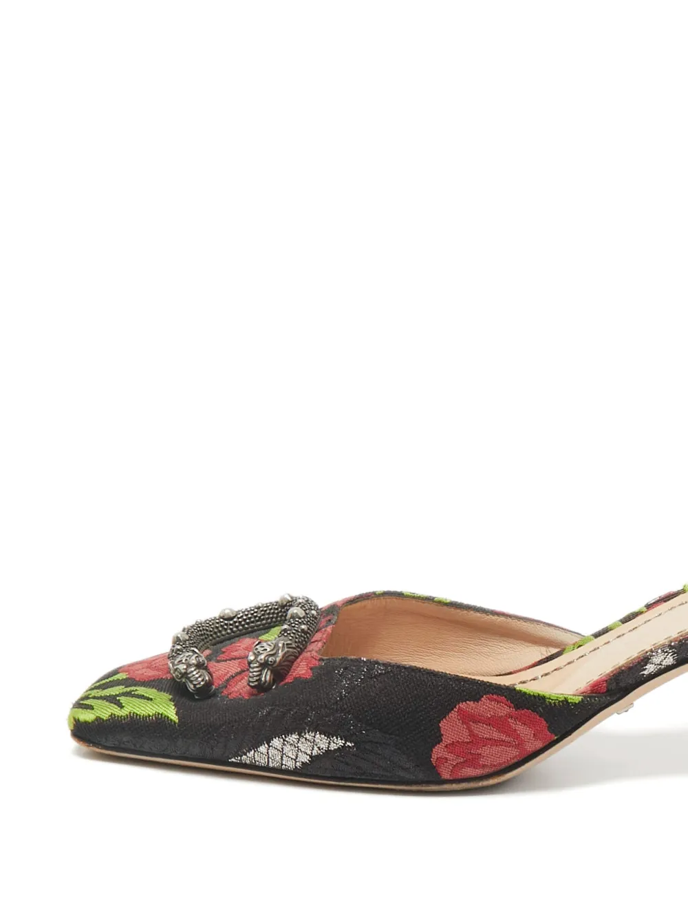 GUCCI Pre-owned 60mm Dionysus Floral-print Mules In Black