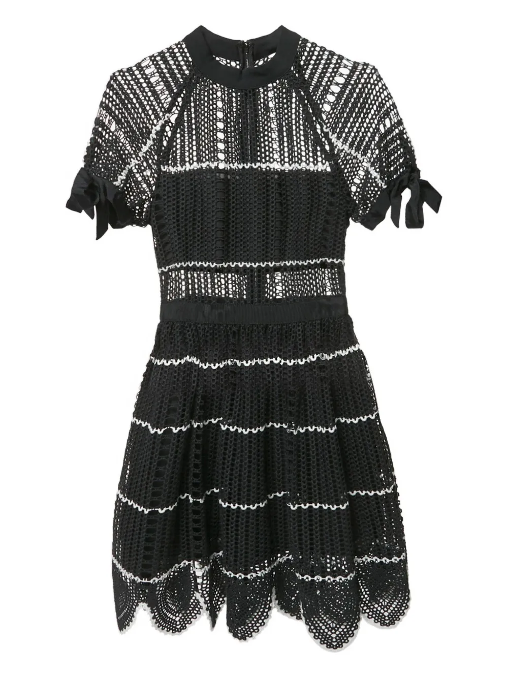 Pre-owned Self-portrait 2024 Lace Tiered Dress In Black