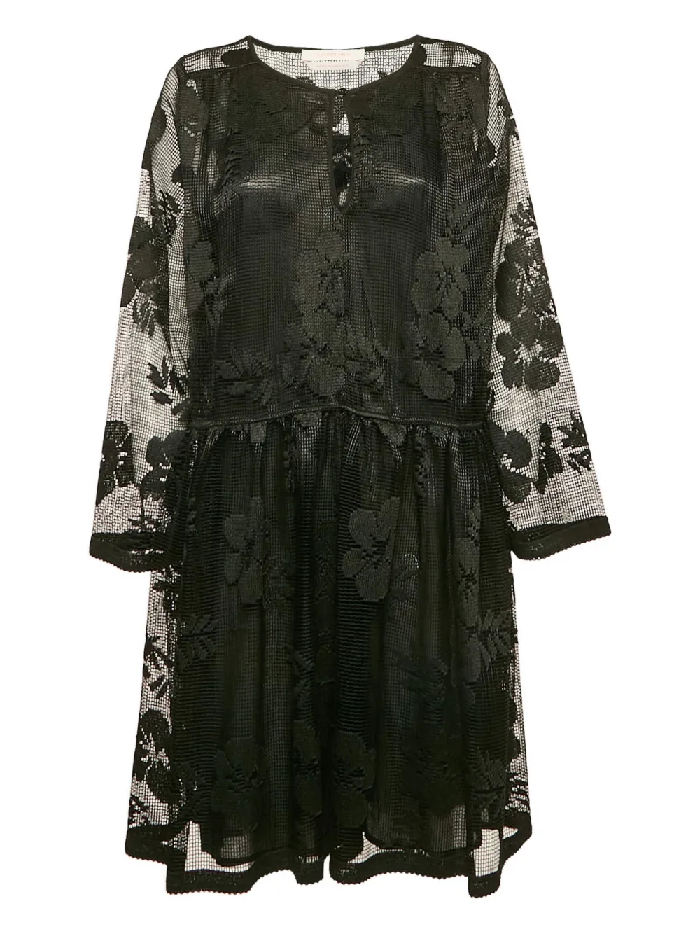 Pre-owned See By Chloé Vintage Mesh Floral Dress In Black