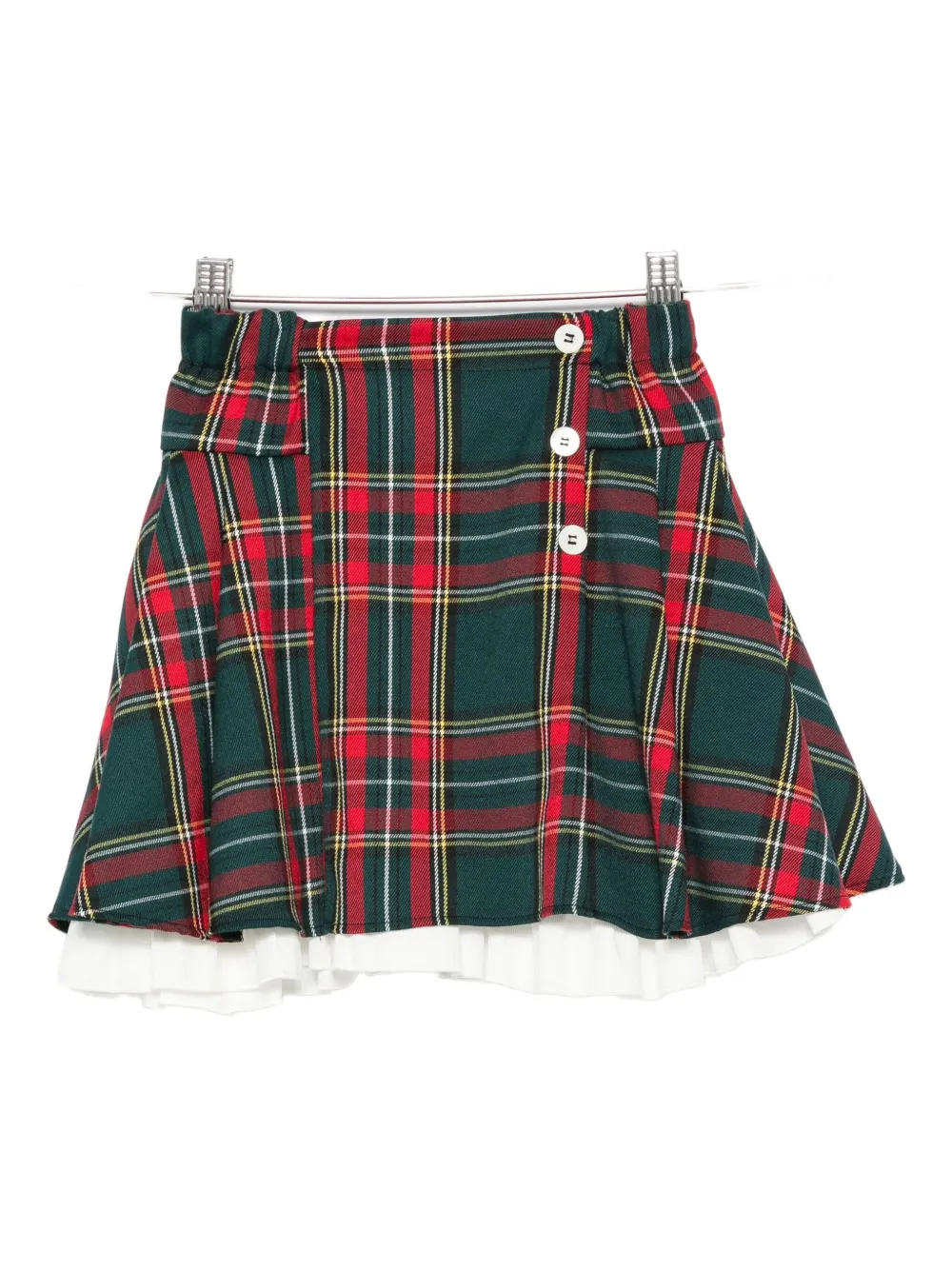 La Stupenderia Plaid Ruffled Skirt In Green