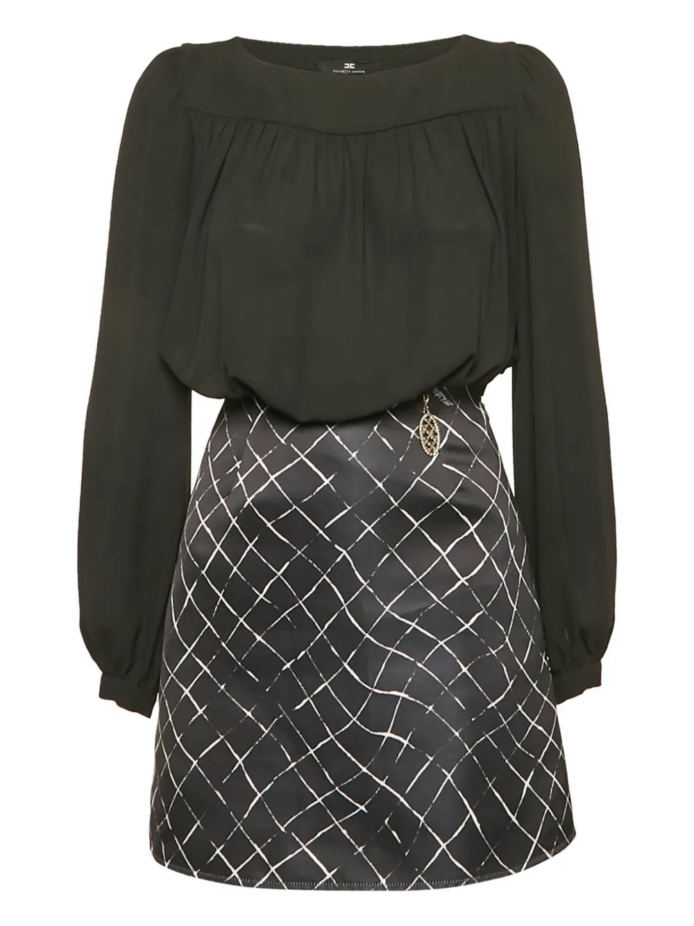 Elisabetta Franchi Abito con stampa geometrica - Nero