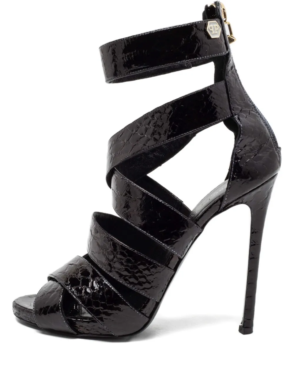 Philipp Plein 2024 120mm python-skin sandals | Black | Image 1