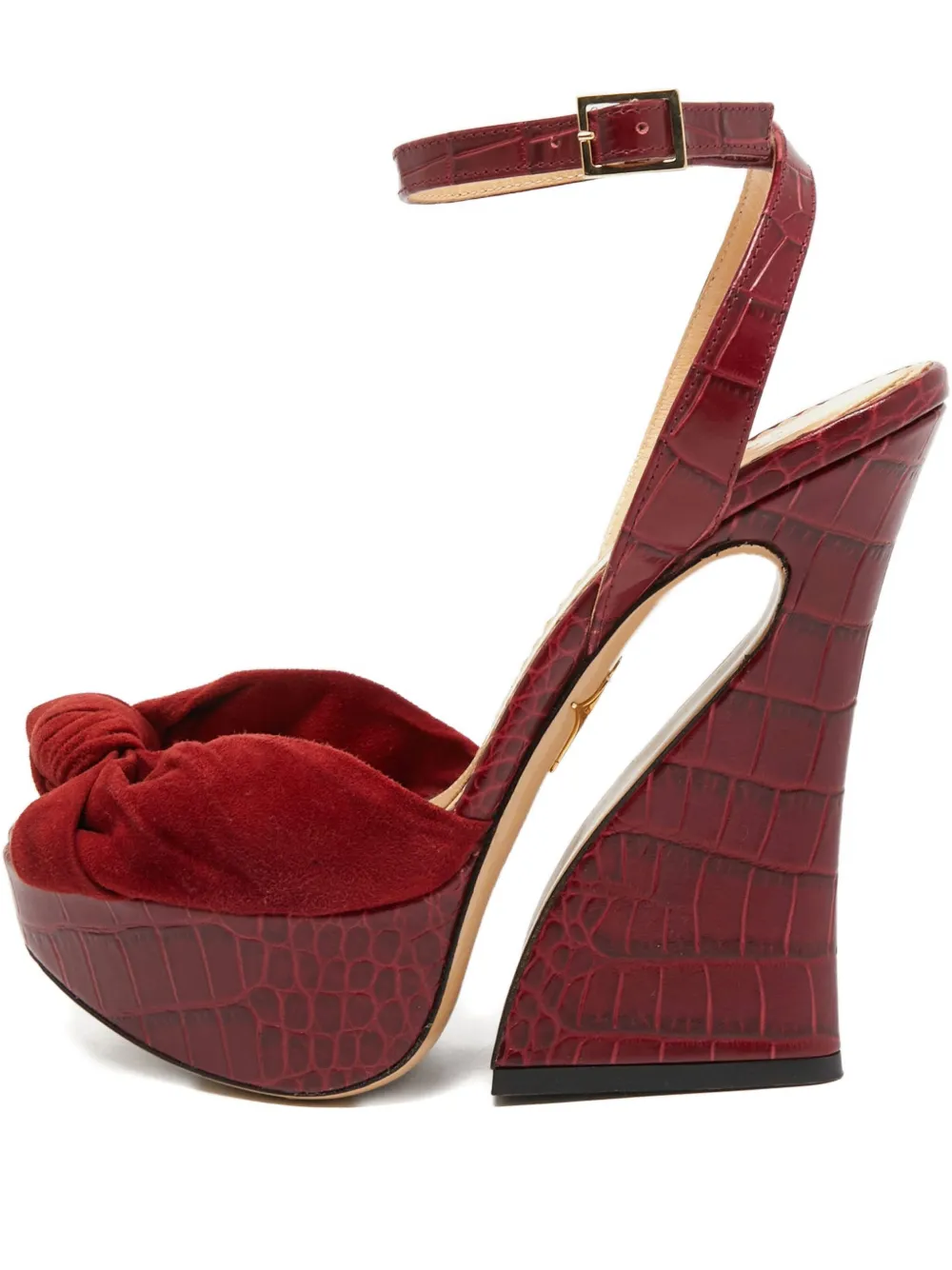 Charlotte Olympia Plateau-Sandalen mit Kroko-Effekt 140mm - Rot