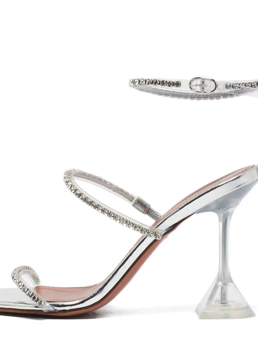 Amina Muaddi Sandalen met bandje van stras - Zilver