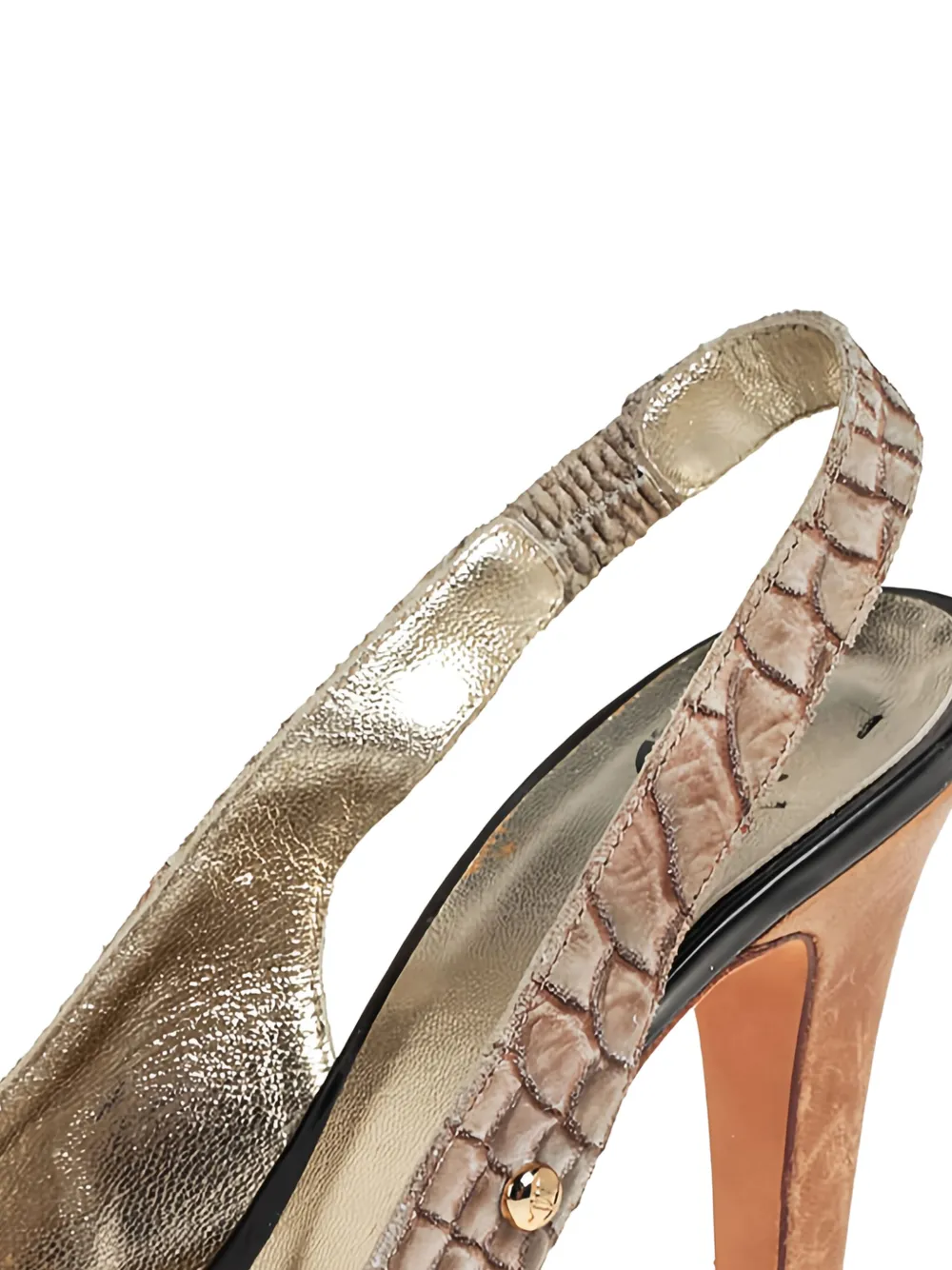 Just Cavalli Vintage Pre-owned 130 mm leren sandalen met python-reliëf - Grijs