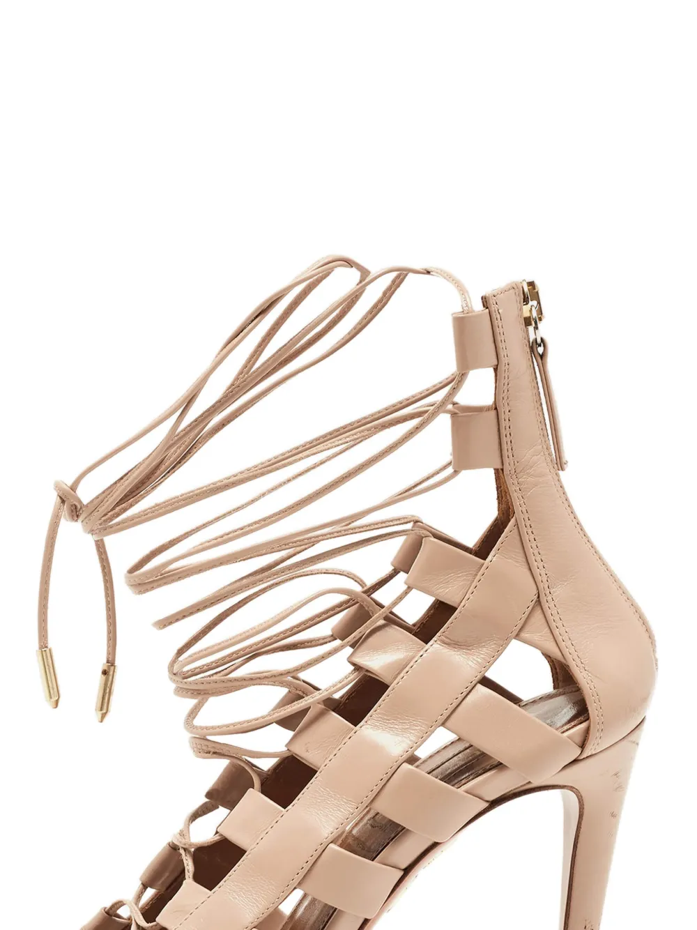 AQUAZZURA Pre-owned 2024 110mm Amazon Lace-up Sandals In Neutral