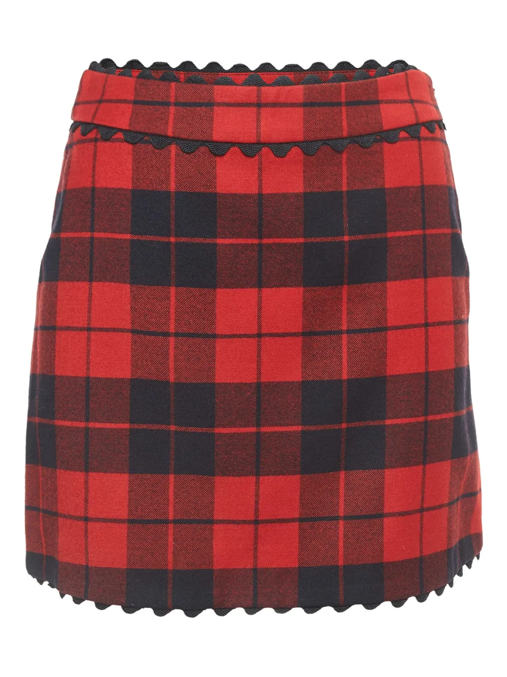 Moschino Pre-Owned scalloped plaid skirt | Red | Image 1