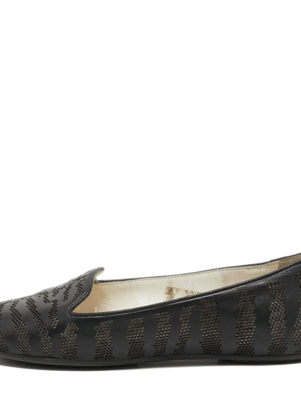 Roberto Cavalli Vintage Leren loafers met gestreept patroon - Zwart