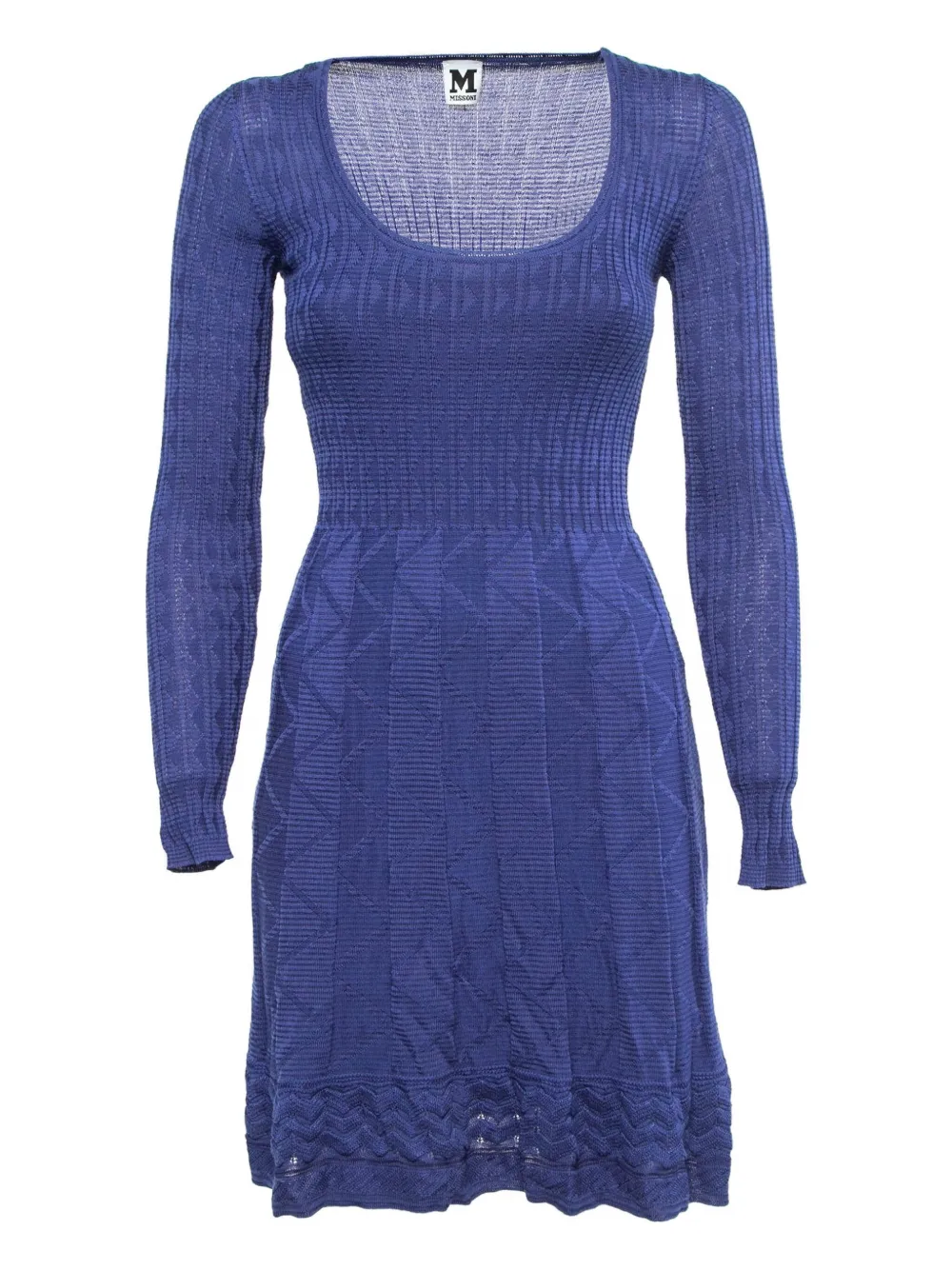 Pre-owned Missoni Textured-pattern Knit Mini Dress In Blue