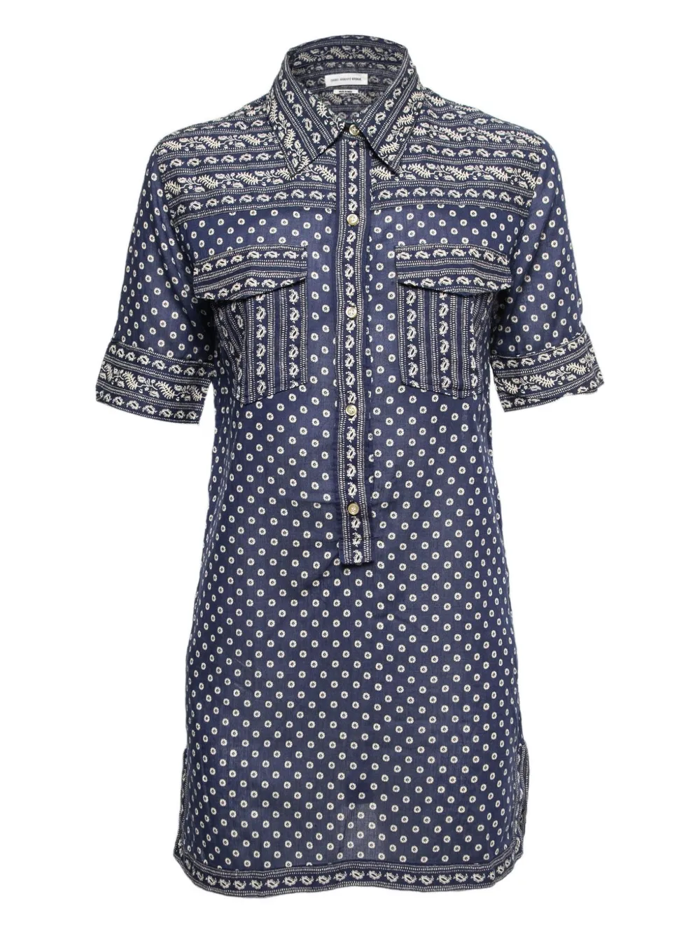 Pre-owned Isabel Marant Vintage Paisley Dot Mini Shirt Dress In Blue