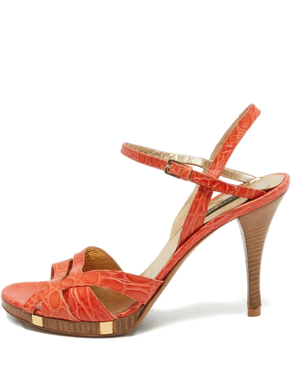 Sergio Rossi Vintage Sandalen mit Kroko-Prägung - Orange