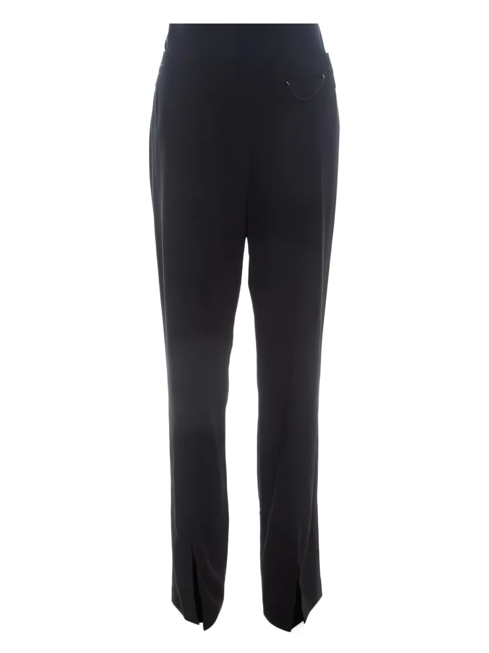Pre-owned Escada Zip Slit Straight-leg Trousers In Black