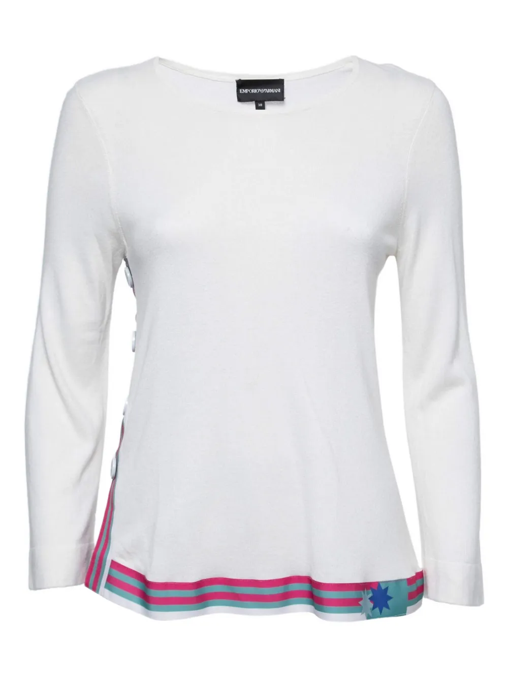 Emporio Armani Pre-Owned side-button stripe-detail top | White | Image 1