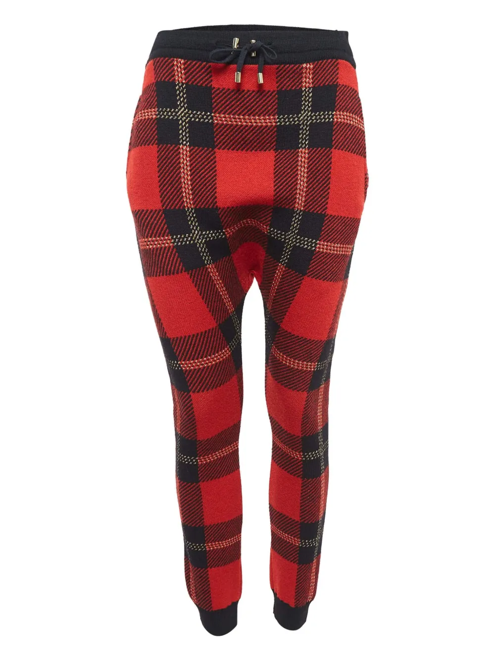 Balmain Pre-Owned lurex plaid trousers | Red | Image 1