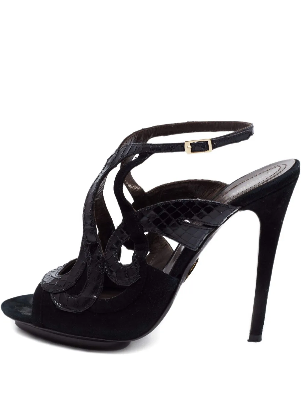 Roberto Cavalli Vintage Pantoletten mit Schlangen-Optik 120mm - Schwarz