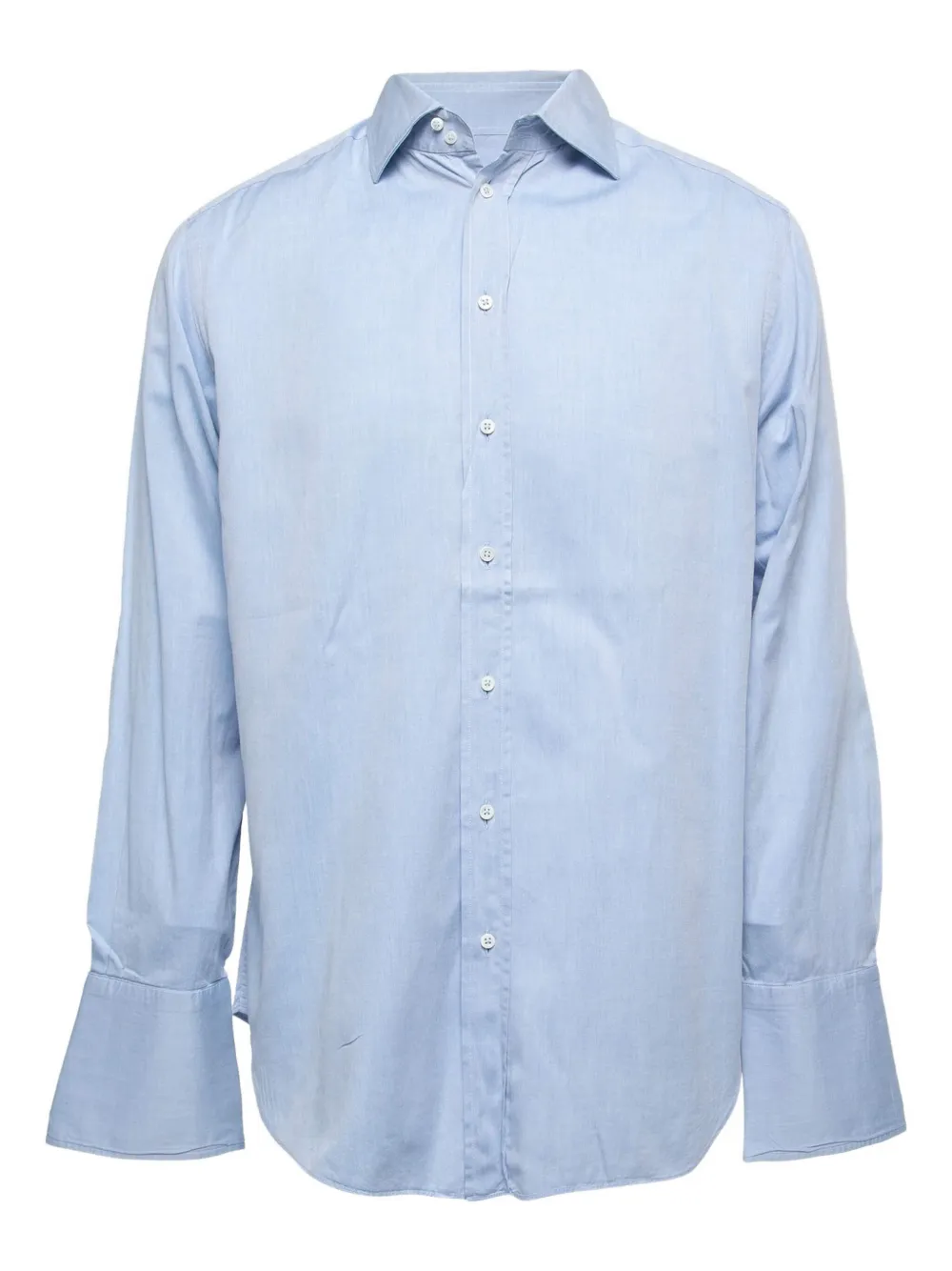 Armani Vintage pre-owned cuffed cotton shirt | Blue | Image 1
