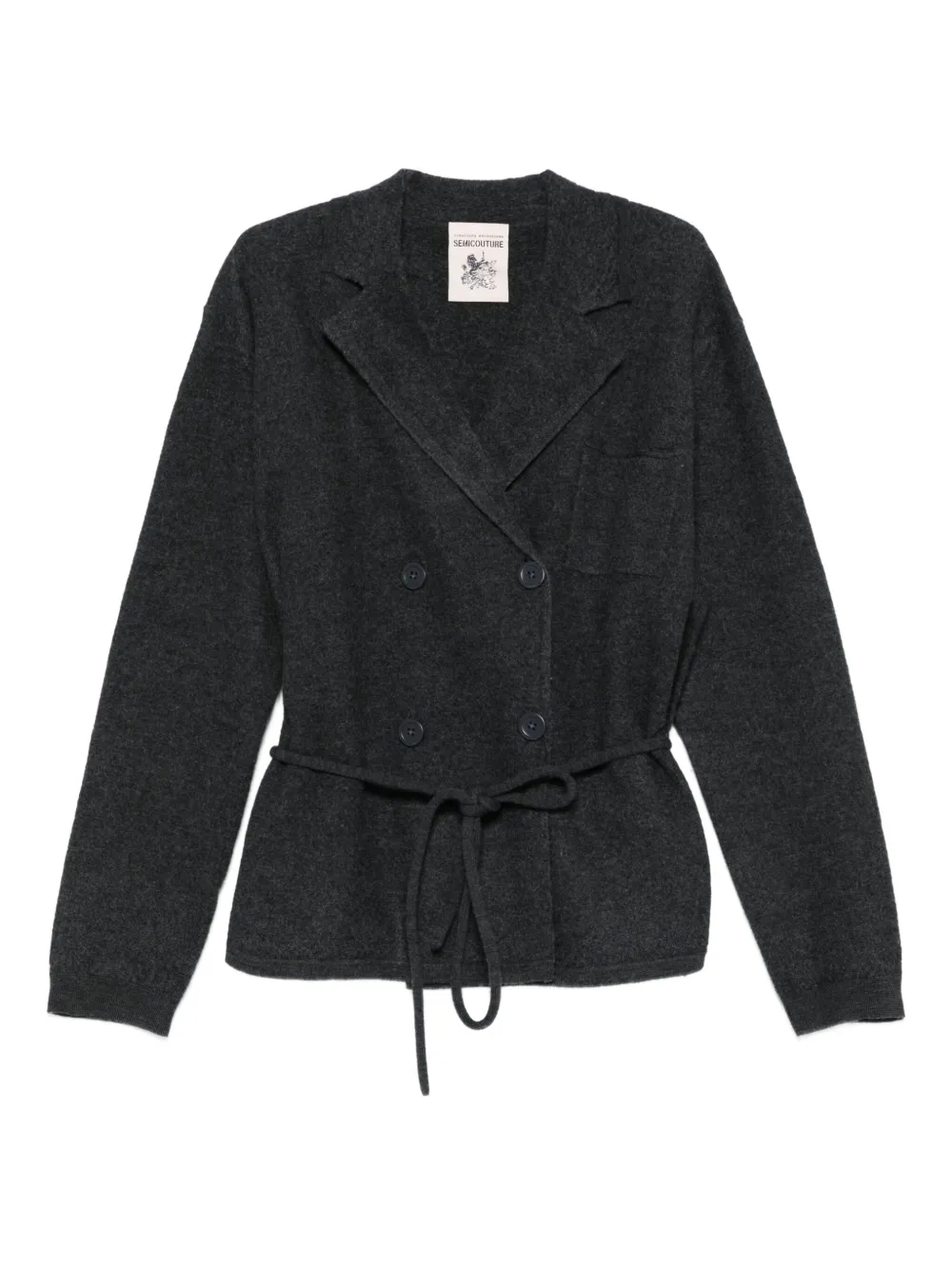 Semicouture Vest met dubbele rij knopen en ceintuur Grijs
