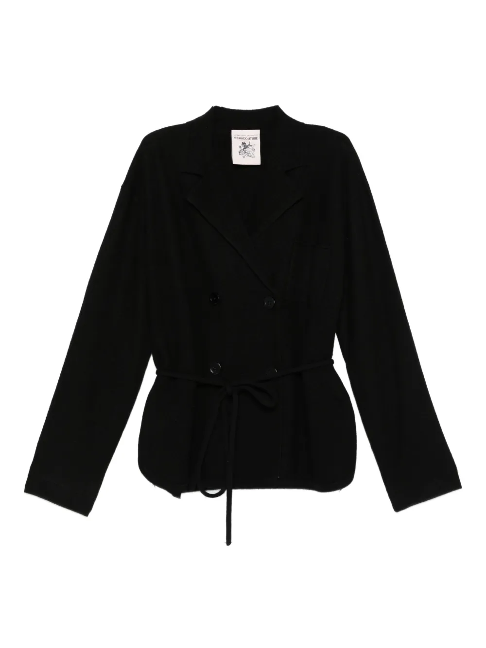 Semicouture Wollen vest met ceintuur Zwart