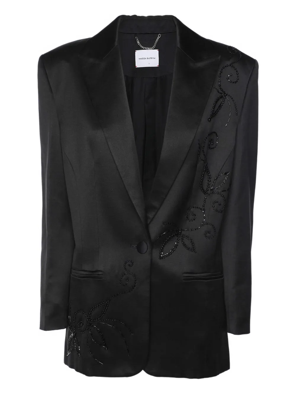 Pre-owned Magda Butrym Beaded-floral Blazer In Black