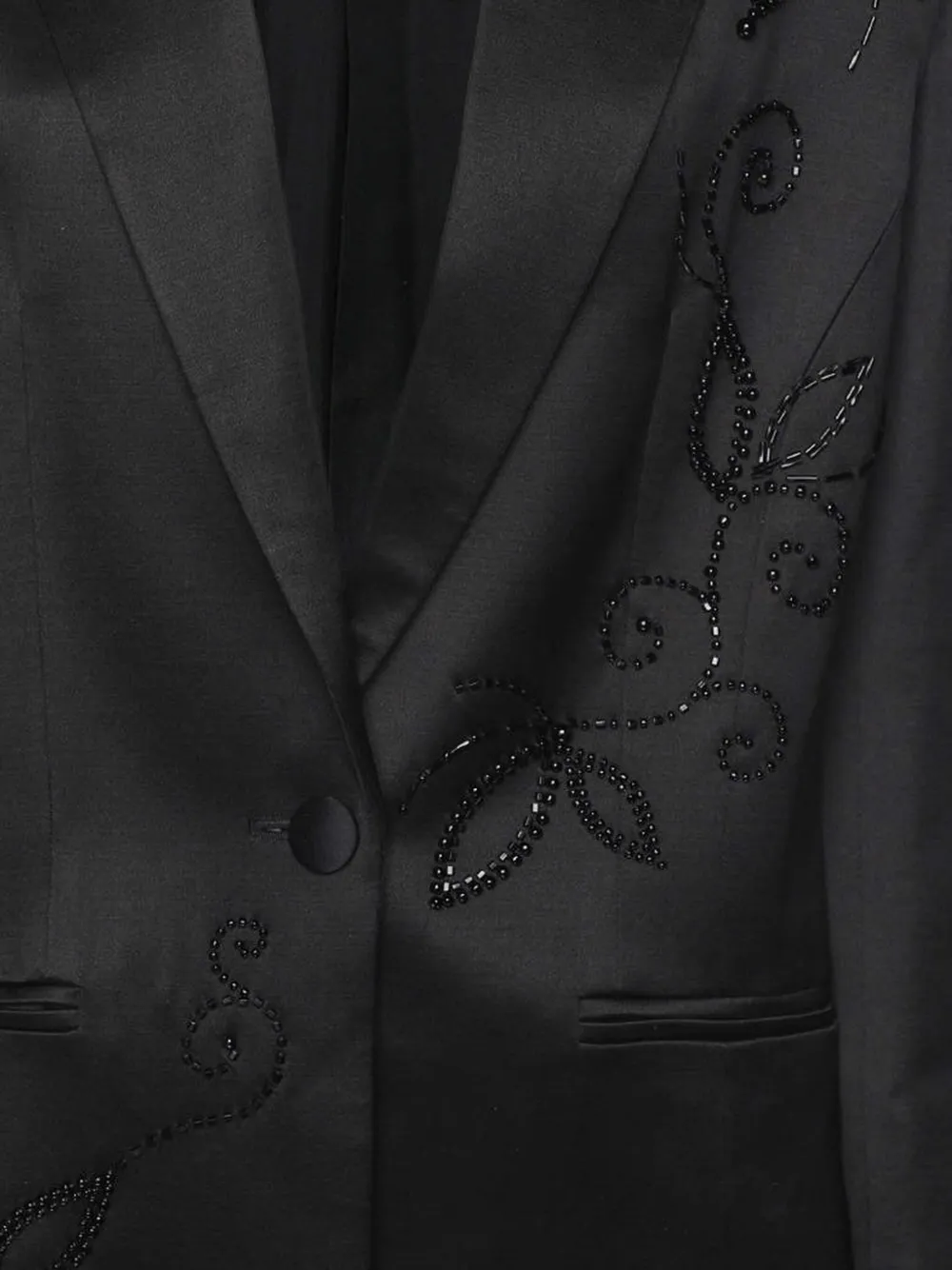 Pre-owned Magda Butrym Beaded-floral Blazer In Black