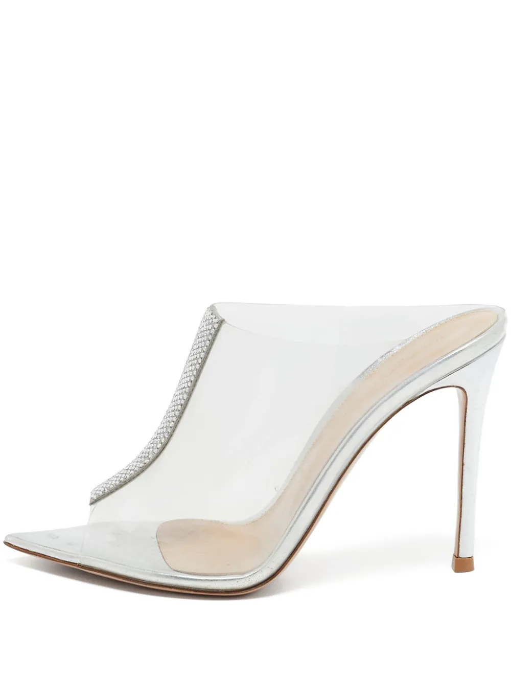 Click to view more detailed imagery on our partner's website Pre-owned Gianvito Rossi 115mm Rhinestone-embellishment Heeled Mules In Neutral