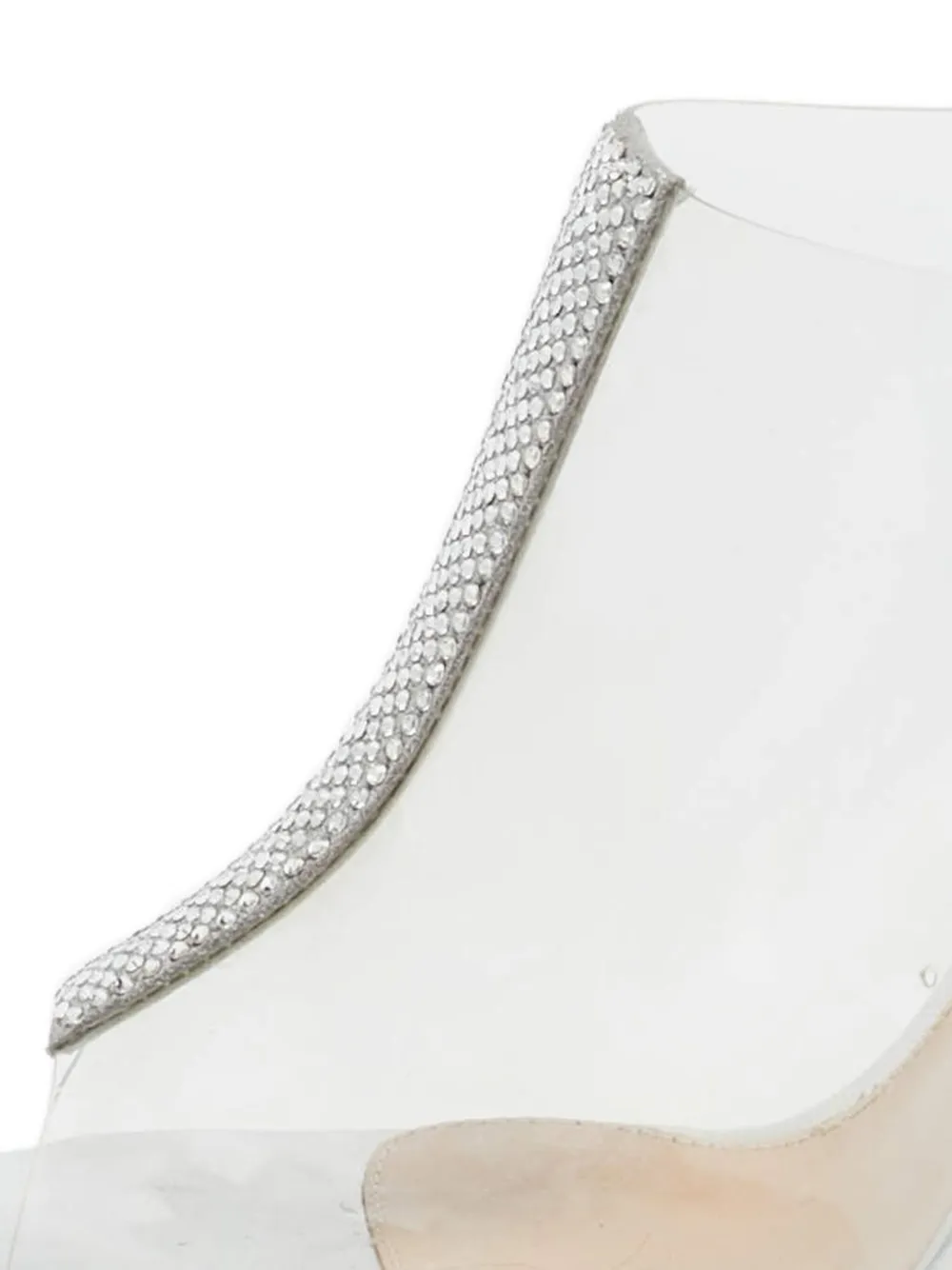 GIANVITO ROSSI Pre-owned 115mm Rhinestone-embellishment Heeled Mules In Neutral