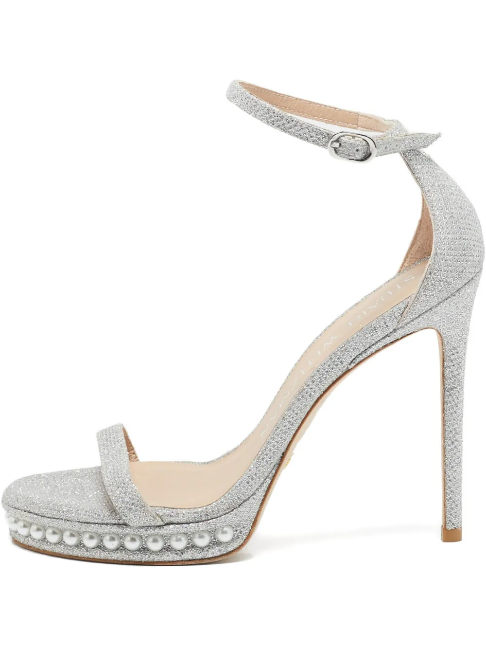 Stuart Weitzman glitter pearl-embellished sandals | Silver | Image 1