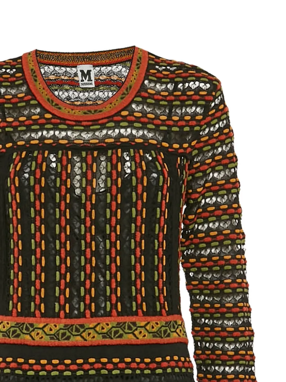 Missoni Pre-Owned 2023 Pointelle gestreepte midi-jurk - Zwart