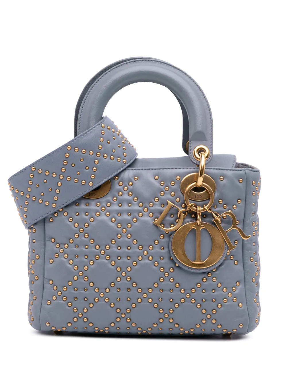 2017 Small Lambskin Cannage Studded Supple Lady Dior satchel