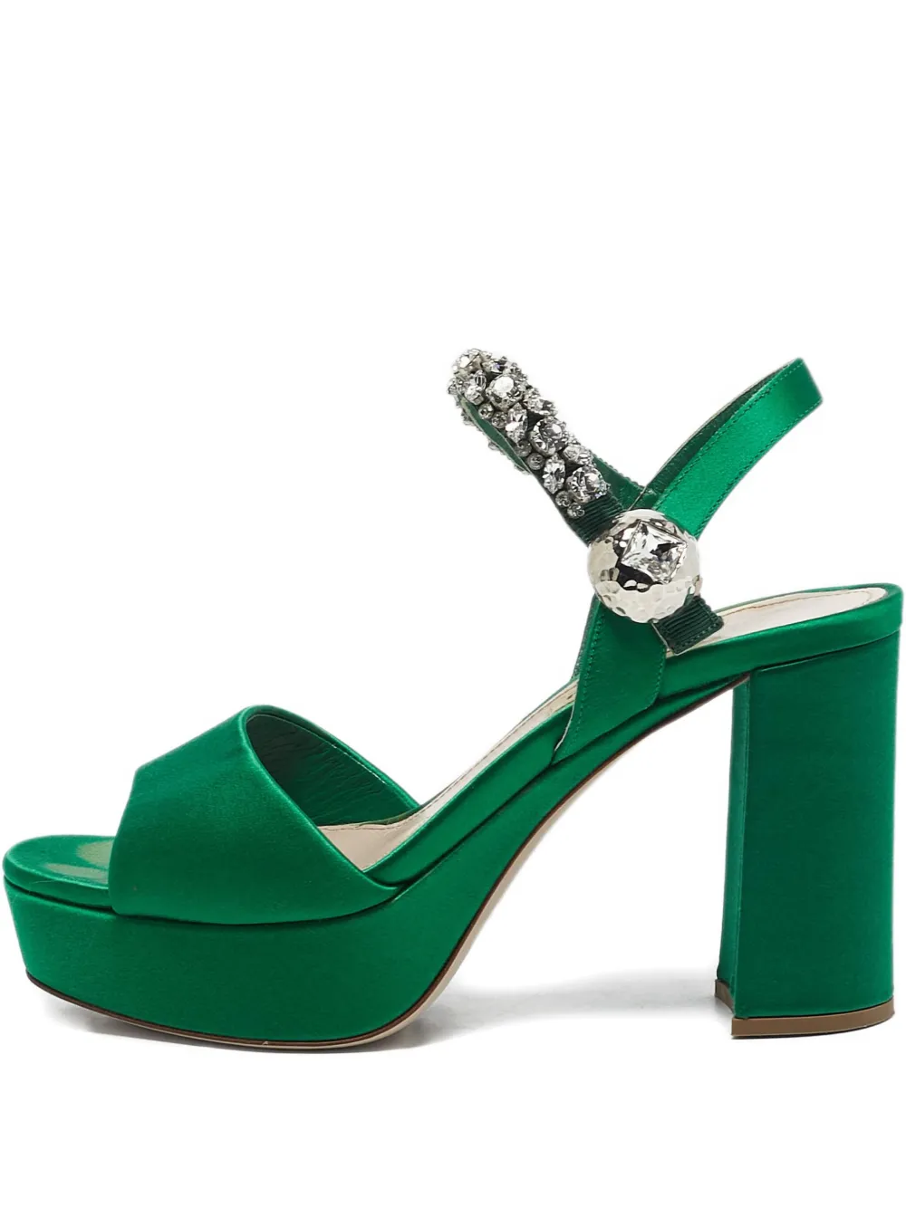 Miu Miu Pre-Owned 95mm crystal-embellished platform sandals | Green | Image 1