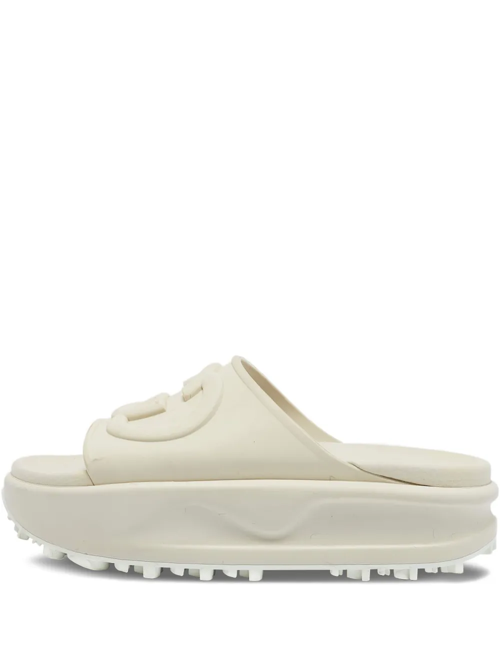 Pre-owned Gucci Platform Slides In White