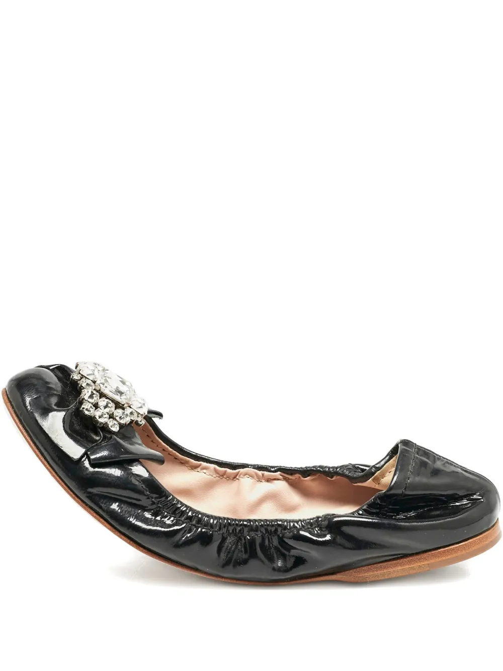 Miu Miu Pre-Owned flats con moño y cristales | negro | Image 1