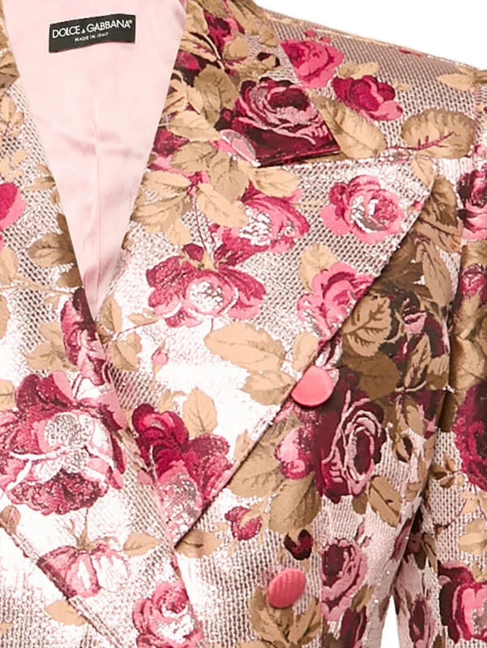 Pre-owned Dolce & Gabbana Floral-print Jacquard Blazer In Pink
