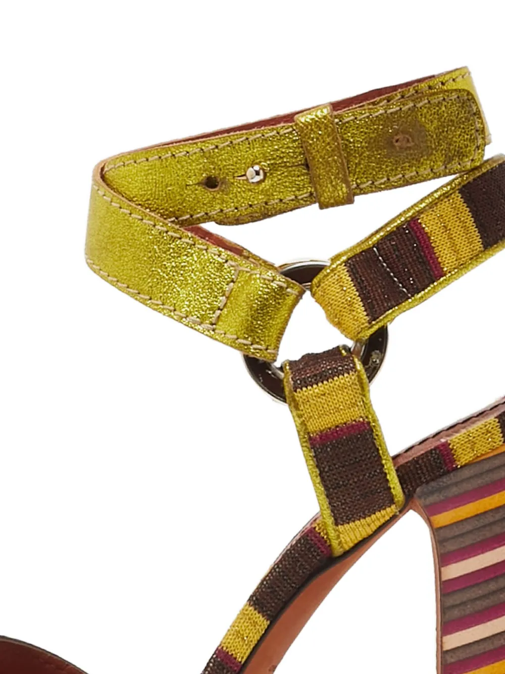 Missoni Pre-Owned 120 mm leren gestreepte sandalen met hak - Bruin