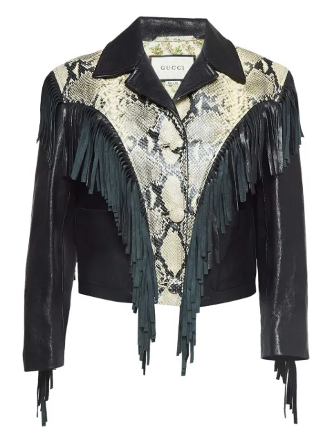 Gucci Pre-Owned veste frangée en cuir