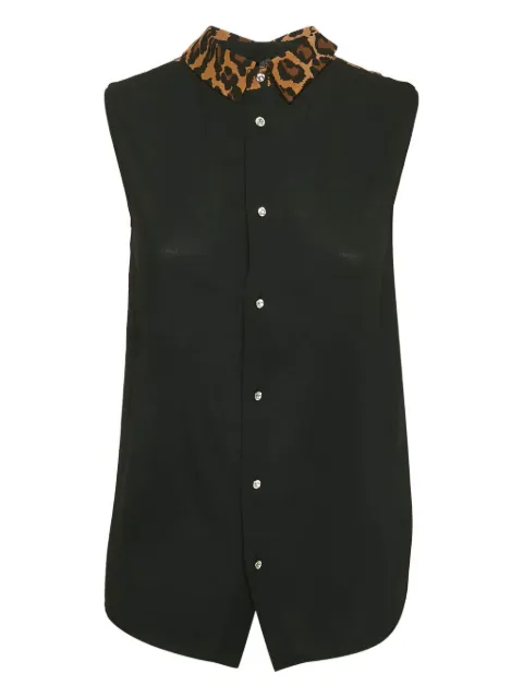 Miu Miu Pre-Owned leopard-collar sleeveless shirt