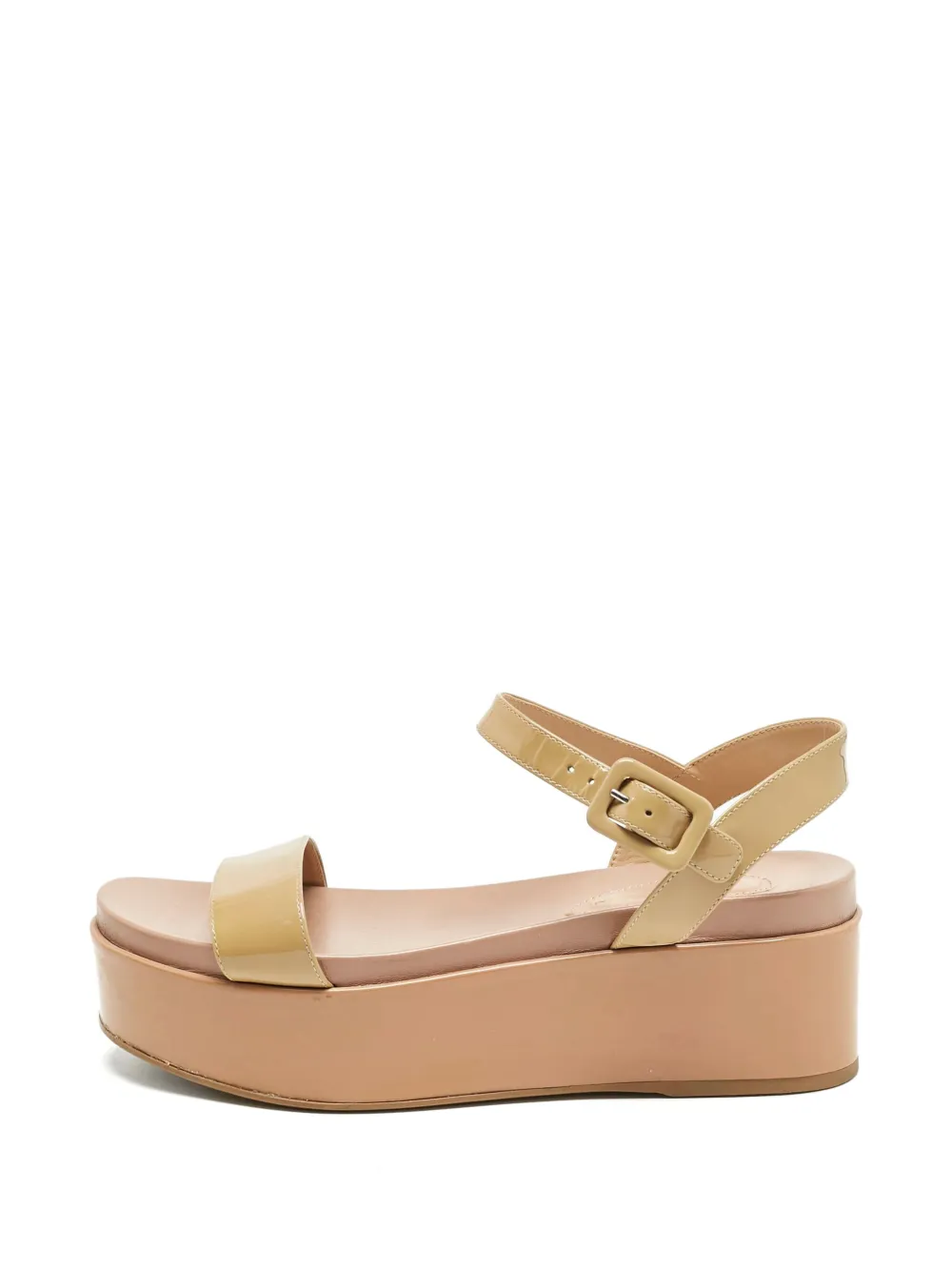 Sergio Rossi Vintage 70 mm lakleren sandalen met plateauzool - Beige