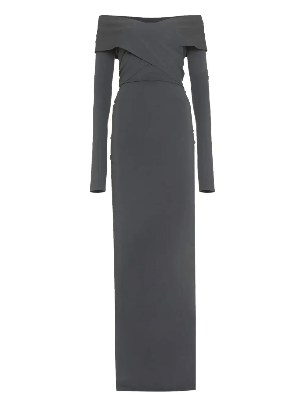 Click to view more detailed imagery on our partner's website Pre-owned Dolce & Gabbana Off-shoulder Wrap Dress In Gray