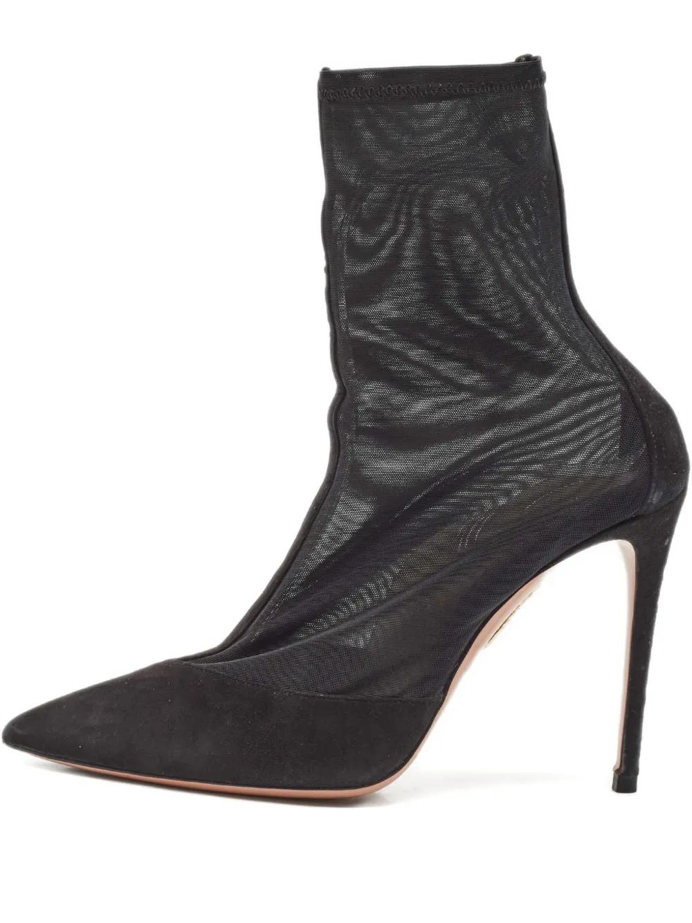 Pre-owned Aquazzura Mesh Suede Booties In Black