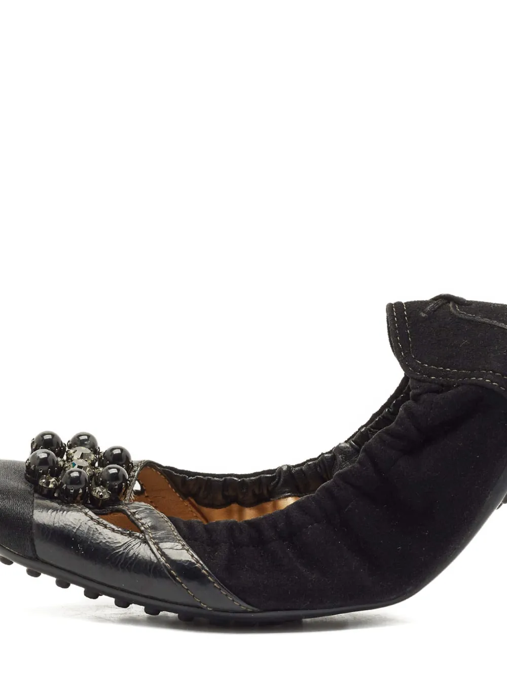 Tod's Vintage Ballerina's met vlakken en kralen - Zwart