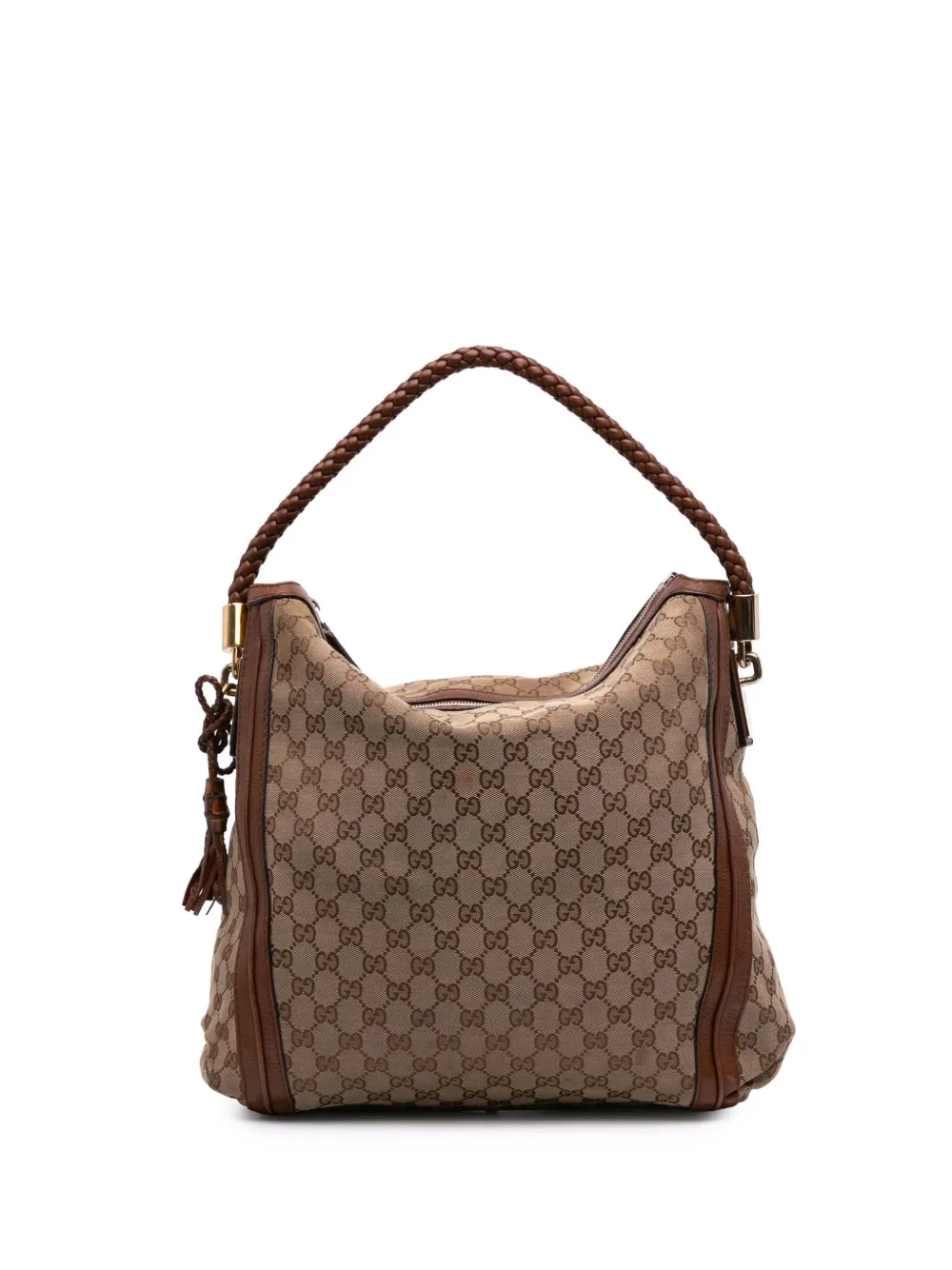 Pre-owned Gucci 2016-2025 Large Gg Canvas Bella Tote Bag In Brown
