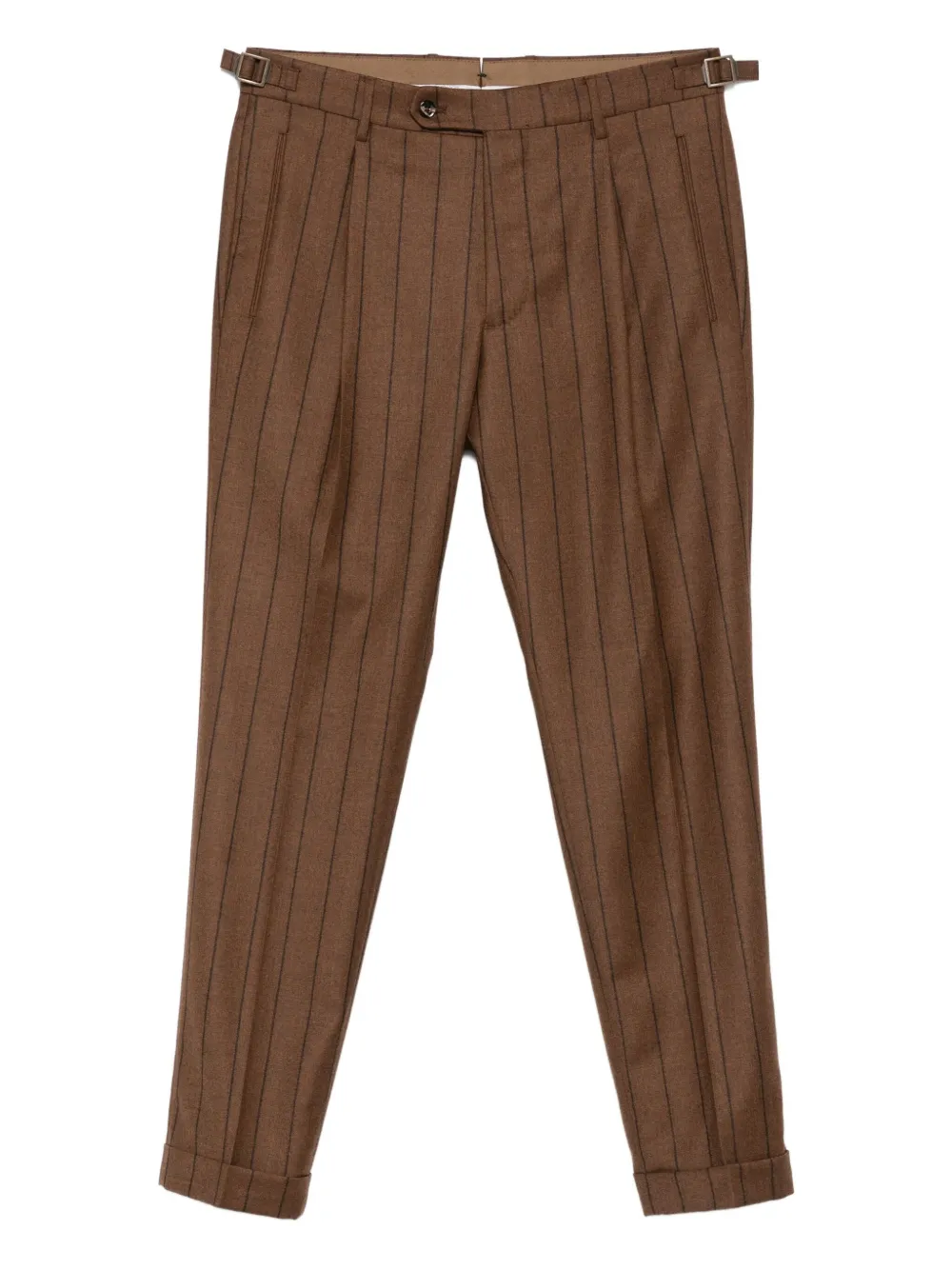pinstripe pleated trousers