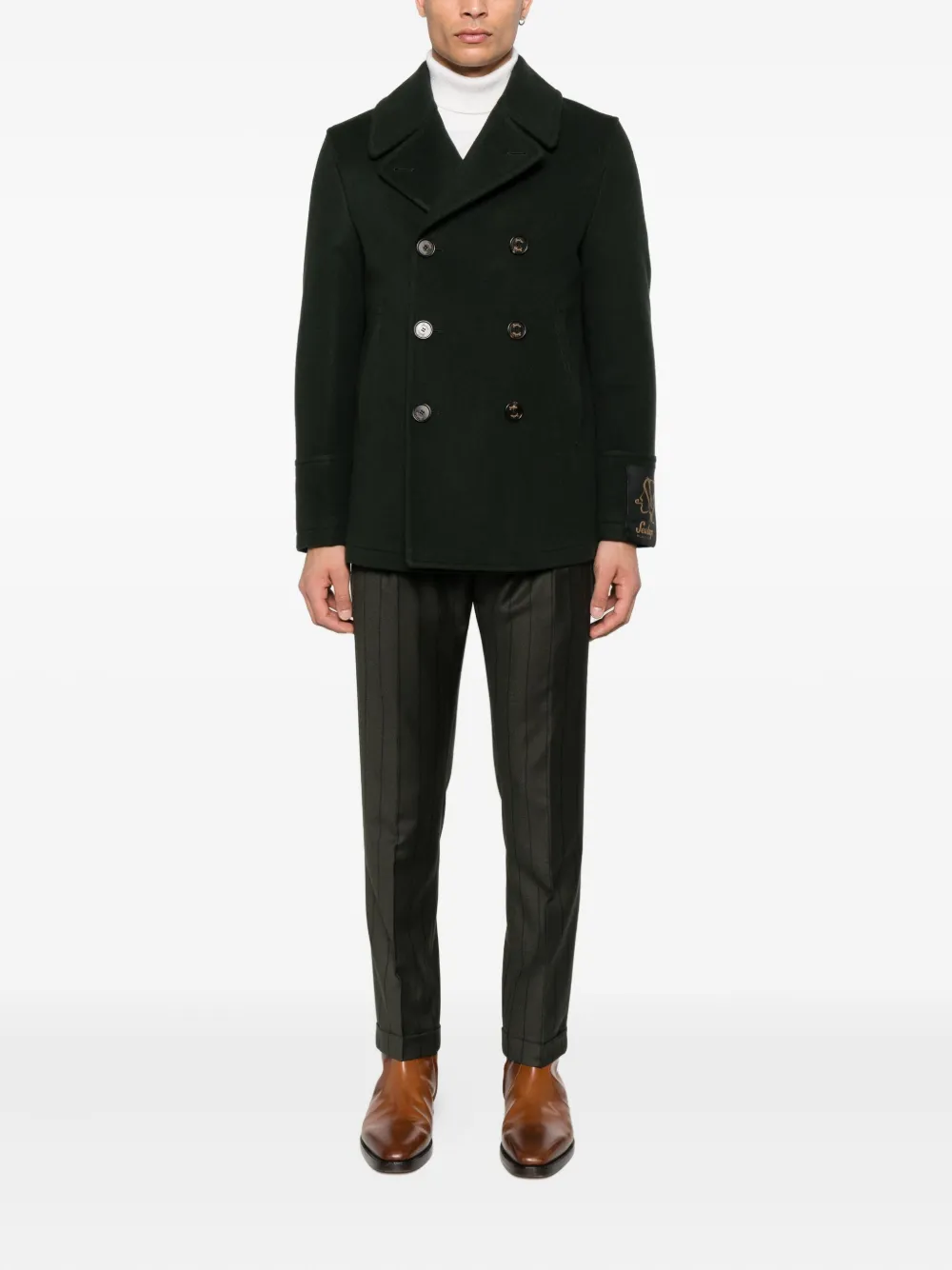 Berwich pleated pinstripe trousers - Groen